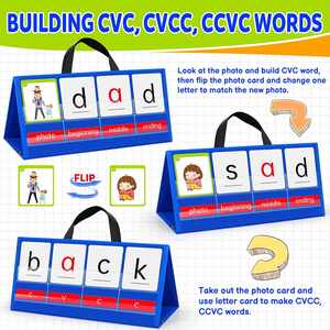 แผนภูมิคำศัพท์ CVC แบบกำหนดเองสำหรับเด็ก อุปกรณ์การเรียนรู้จากโรงงาน บัตรคำศัพท์พับได้สำหรับครูในห้องเรียน - Product Image 2