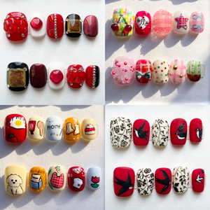 Uñas Postizas 3D Kawaii de Lujo, Hechas a Mano, con Diseño de Ojo de Gato y Perla, Cortas y Redondas, Paquete de 10 Unidades, Venta al Por Mayor - Product Image 1