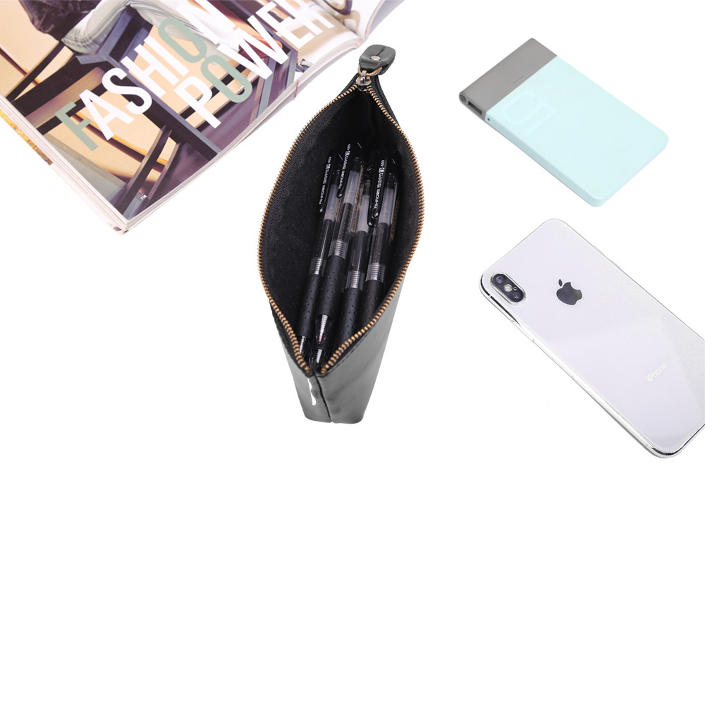 Personnalisé Résistant À L'eau Hommes Femmes Vrai Cuir De Vache Noir En Vrac Voyage Lavage Sac Cosmétique Maquillage Sac
