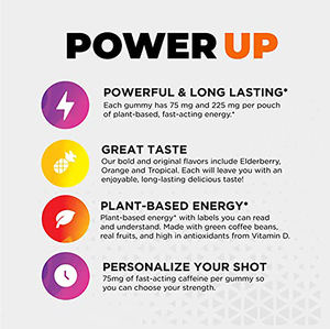 Gomitas Veganas Sin Azúcar con Cafeína <span class=keywords><strong>Natural</strong></span>, Suplemento Energético, Gomitas con Vitamina C para Aumentar la Energía, Pre-Entrenamiento - Product Image 5