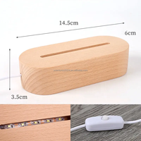 Lampe de nuit LED 3D personnalisée DIY, interface de base en résine acrylique RVB, petite lampe en bois ovale pour chambre à coucher, jardin, alimentation USB