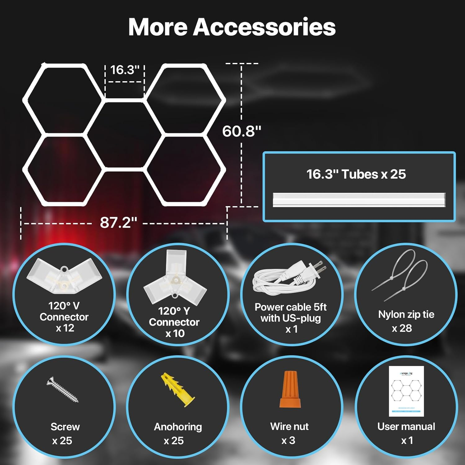 Warehouse Stock Wholesale Hexagon Led Working Light Workshop Honeycomb Led Light Suitable Garage Work Ceiling Light Car