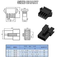 JST SM Conector de Cable a Cable de Paso de 2,54mm Macho Hembra 2 Pines 3 Pines 4 Pines Carcasa de Enchufe y Arnés de Terminal
