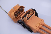 Connecteur mâle EV HVIL Interlock haute tension en cuivre PA66 2 pôles à angle droit 1000V 23A-500A pour usage automobile