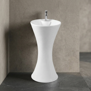One Piece Bathroom White Color Pedestal Sink Basin Ceramic Stand Cylinder Pedestal Wash Basins - Product Image 2