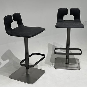 Stylish Design High Quality PU Leather Stainless Steel Swivel <b>Adjustable</b> <b>Square</b> Metal Base Armrest Modern Bar Stool/Chair - Product Image 1