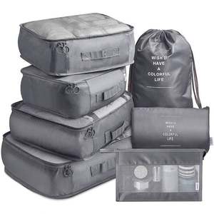 Organiseurs de bagages pliables personnalisés en gros, 7 pièces, imperméables, pour voyages, cubes de rangement pour valises - Product Image 1