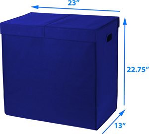 Dark Blue Double <b>Laundry</b> Hamper with Lid and Removable Bags 23"L X 13"W X 22.75"H <b>Laundry</b> Basket - Product Image 6