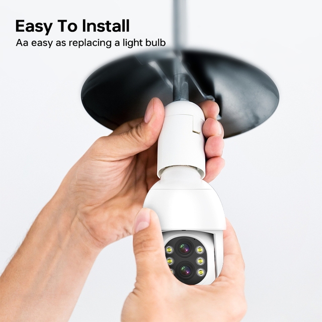 Home Wireless Wifi Security Camera Night Vision Motion Detection Light Bulb Smart Camera