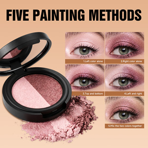 Palette de fards à paupières duo scintillants, 2 teintes dans un seul compact, fard à paupières nacré pailleté, imperméable, longue tenue, anti-bavures - Product Image 4