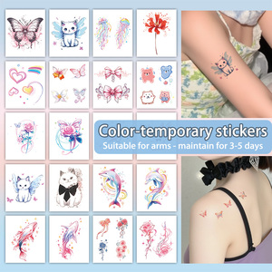 Autocollants de tatouage temporaire colorés, tatouages imperméables à divers motifs, adaptés au visage, aux bras et aux jambes - Product Image 3