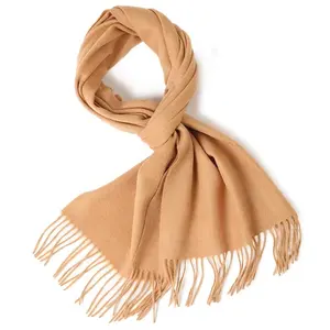 Solid color monochrome wool scarf fringe soft and comfortable Couples style cape 100% wool
