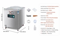 Machine d'emballage sous vide automatique à double transformateur XC-520, 1800W, pompe 20L pour viande, fruits de mer et produits divers