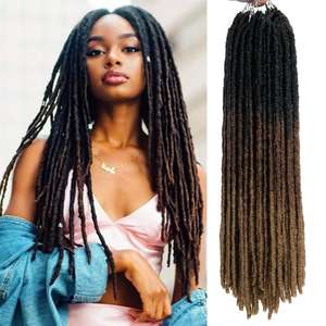 Nuevas trenzas 18 "Straight Gypsy Locs 3 <span class=keywords><strong>Tone</strong></span> Ombre Goddess Faux Locs Extensiones de cabello Trenzas sintéticas de ganchillo - Product Image 2