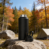 Nouvelle bouteille d'eau en acier inoxydable de 950ml avec paille Bouteille de sport isolée à double paroi avec poignée Thermo étanche sans BPA