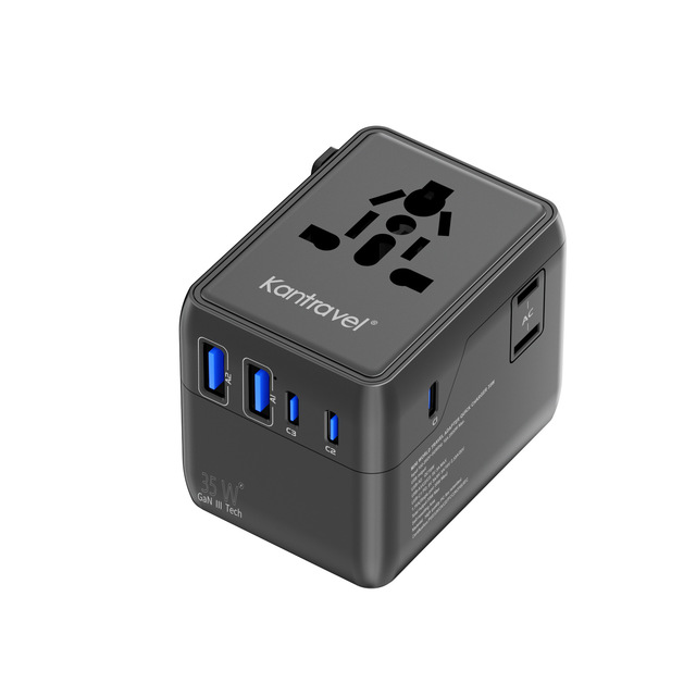 Ultimate All-in-One World Travel Adapter 70W PD/QC Fast Charger for Laptop Phone Camera & Earphone with Integrated Cable