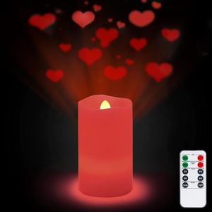 Candela LED a Forma di <span class=keywords><strong>Cuore</strong></span> Rossa, Funzionamento a Batteria e con Presa, Senza Fiamma, con Telecomando e Timer per Decorazioni di San Valentino - Product Image 1