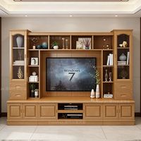 Meuble TV classique de style farmhouse avec bibliothèques intégrées - Centre de divertissement en bois rustique - RTA / Kit de montage plat KD