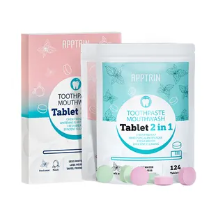 Apptrine Tandpasta In Tablet Private Label Mondverzorging Eco-Vriendelijke Fluoridevrije Whitening Kauwbare Mondwater Tandpasta Tabletten