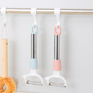 Multi Functional Peeler Scraper Long Handle Stainless Steel Vegetable Fruit Peeling Tool For Kitchen Use 2 Pieces Pink And Blue - Product Image 4