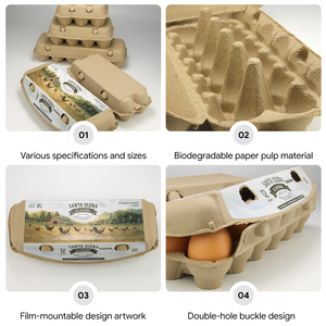 Impression personnalisée de barquettes à œufs en pulpe de papier biodégradable et recyclable pour 12 œufs - Product Image 3
