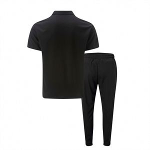 Conjunto de Verano de Dos Piezas para Hombre, Estilo Urbano, Ecológico, de Sarga, Color Sólido, Cuello Alto, Manga Corta, Venta al Por Mayor - Product Image 3