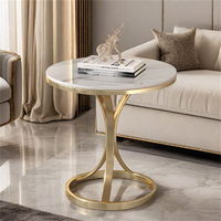 Table d'appoint moderne en marbre doré et métal, style nordique, durable, pour salon, table basse, table de chevet, table d'appoint