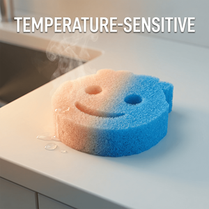Éponge nettoyante thermosensible à changement de couleur, matériau poreux réactif à la chaleur, mousse à rebond doux - Product Image 2
