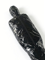 Unitard en cuir verni breveté grande taille pour performance, unitard fantaisie en PU avec finition brillante exotique, unitard style sac de couchage