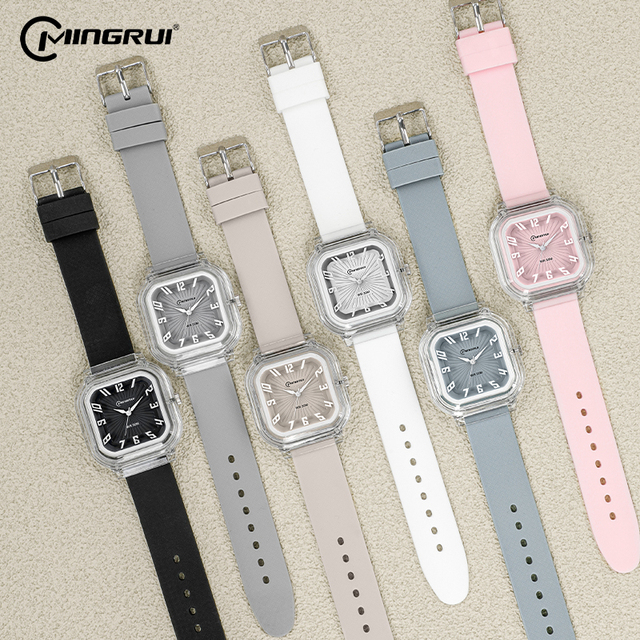 Mingrui TPU Soft Strap Square Sport Jelly Boys Girls Children Pointer Waterproof Kids Quartz Watch for Student
