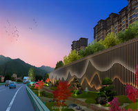 Dinding Pembatas Taman Logam Berlampu LED Kustom, Pagar Aluminium Gaya Cina Baru, Dekorasi Taman Luar Ruangan, Pembatas Privasi Logam