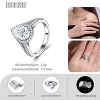 Offre Spéciale – Bague en Argent S925 3,2g avec Diamant de Laboratoire Certifié IGI Taille Poire pour Fiançailles et Fêtes de Mariage