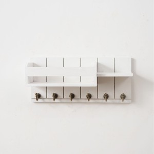Wooden Wall Mounted Key Rack With <b>Hooks</b> <b>Black</b> 2 Tier Storage Organizer For Mail And Keys - Product Image 2