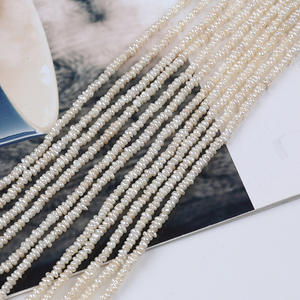 Perles d'eau douce naturelles, perles lâches, 2,5-3 mm, perles plates blanches, irrégulières, plates, en forme de pommes de terre, matériel de bricolage fait main - Product Image 3