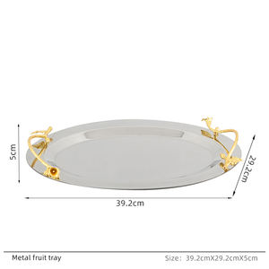 Plateau à fruits en métal argenté de luxe léger, plateau de rangement alimentaire, ornement décoratif de table pour la décoration de la maison, de la cuisine et du salon - Product Image 6
