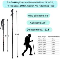 Bâtons de Randonnée en Fibre de Carbone Aihoye pour Extérieur, Télescopiques, Pliables, Auto-Défense, Alpinisme et Trekking