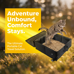 Caixa de Areia Retangular para Gatos, Portátil, Impermeável, Dobrável, em Poliéster, com Bolsa de Armazenamento - Product Image 1