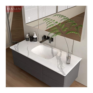 Bon marché Conception murale Pierre frittée Intered Luxe Hot Bending Intégré Combinaison de lavabo à double bassin - Product Image 5