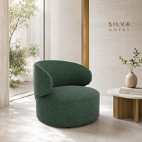 Fauteuil de détente moderne en tissu avec structure en bois pour petit appartement, hôtel, bureau, balcon, salon – Conception ergonomique