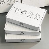 Boîte d'emballage en papier style japonais avec imprimé lapin noir et blanc, motif avion, simple, à pois et étoiles, pour cadeaux