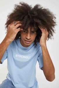Imperio Shop T-shirt unisexe décontracté en coton doux et respirant, coupe ample et décontractée, surdimensionné, avec col rond, bleu pour homme - Product Image 2