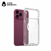 Étui de téléphone magnétique ATB pour iPhone 18 17 16 Pro Max, coque transparente antichoc, coins renforcés, protection arrière