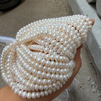 Perles d'eau douce naturelles blanches de 6 mm, forme baroque, style 'Steamed Bun Abacus Plate', sans graines, pour DIY, forte luminosité, 36 cm de long, 78 pièces