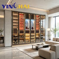 YINGHAI Armoire à vin à température constante à double zone en acier inoxydable noir avec LED et contrôle par application pour la maison, la villa, l'hôtel, le bar, le bureau