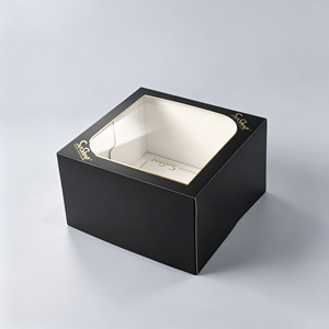 Sunshine White 10*10*5 Inch Paper Bakery Boxes Window UV Embossed Dessert Packaging for Snacking - Product Image 2