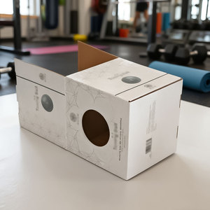 Emballage personnalisé de haute qualité durable en papier pour balle de yoga sport avec fenêtre ondulée boîte supérieure colorée avec logo conçu - Product Image 1