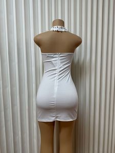 Nuevos Vestidos Halter de Cuello Cuadrado Elásticos con Abertura Alta y Adornos de Pedrería para Mujer, a la Moda - Product Image 5