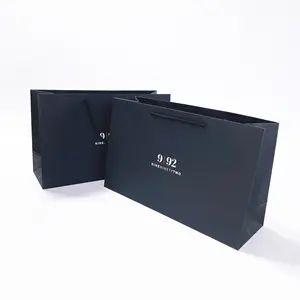 廉价批发定制品牌可回收黑色工艺礼品袋薄纸购物袋包装