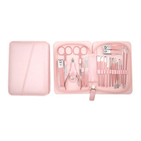 Ensemble de manucure et pédicure de 20 pièces, vente en gros, kit de coupe-ongles en acier inoxydable avec étui, outils de toilettage professionnels, logo personnalisé OEM
