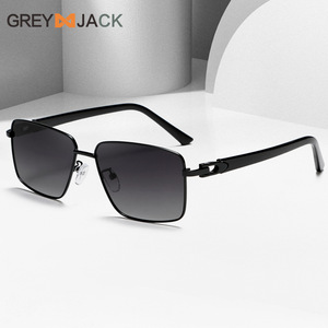 Lunettes de soleil carrées pour hommes Grey Jack, verres polarisés UV400 TAC, monture en plastique et métal, pour la conduite, la pêche, protection solaire - Product Image 2